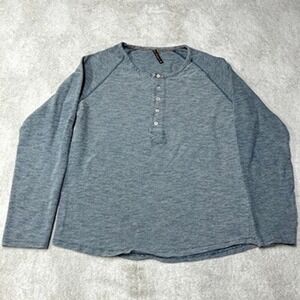Nudie Jeans Co Henley Shirt Blue Marl Raglan Long Sleeve Mens Medium